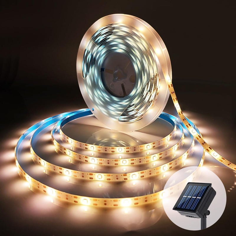 Ousam Led أضواء شريط LED الشمسية في الهواء الطلق، ضوء حبل يعمل بالطاقة الشمسية، مقاوم للماء 10 قدم، شريط إضاءة قابل للقطع مع 8 أوضاع للسياج، الخارج، الدرج، الخطوة، الفناء، المسبح، التخييم، الحفلة، عبوة واحدة - Image 1